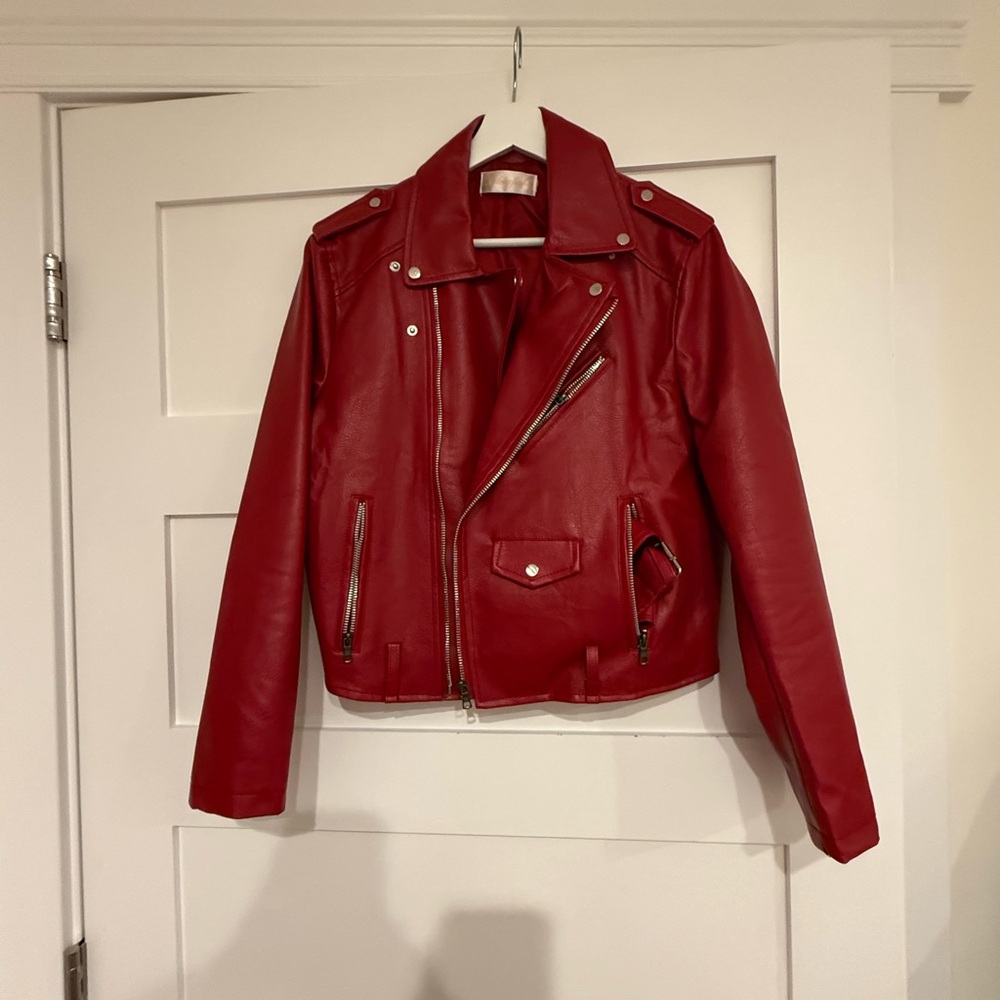 Red Leather Biker Jacket